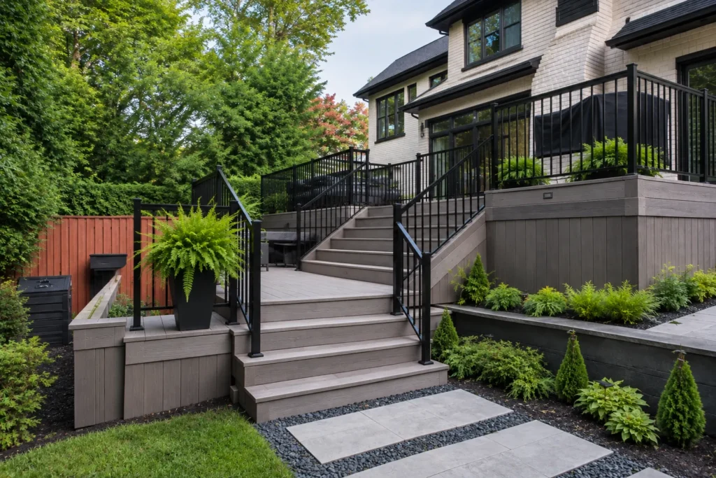 Beautiful custom-built composite deck installed by an experienced custom deck builder