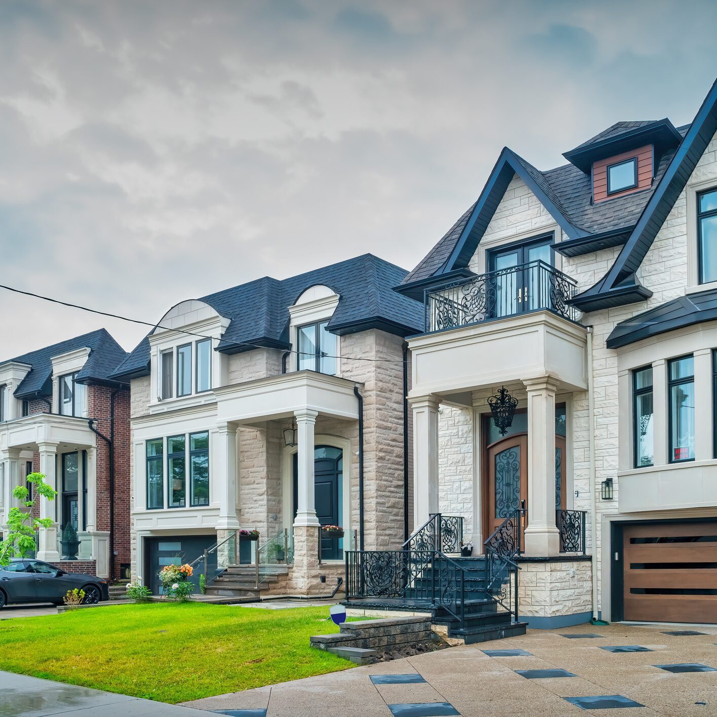 Modern homes on a residential street